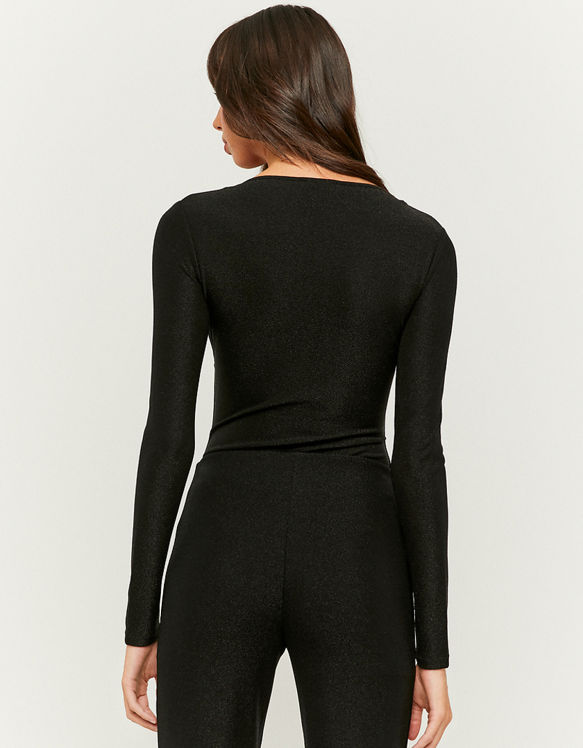 TALLY WEiJL, Black Lurex Long Sleeves Bodysuit for Women