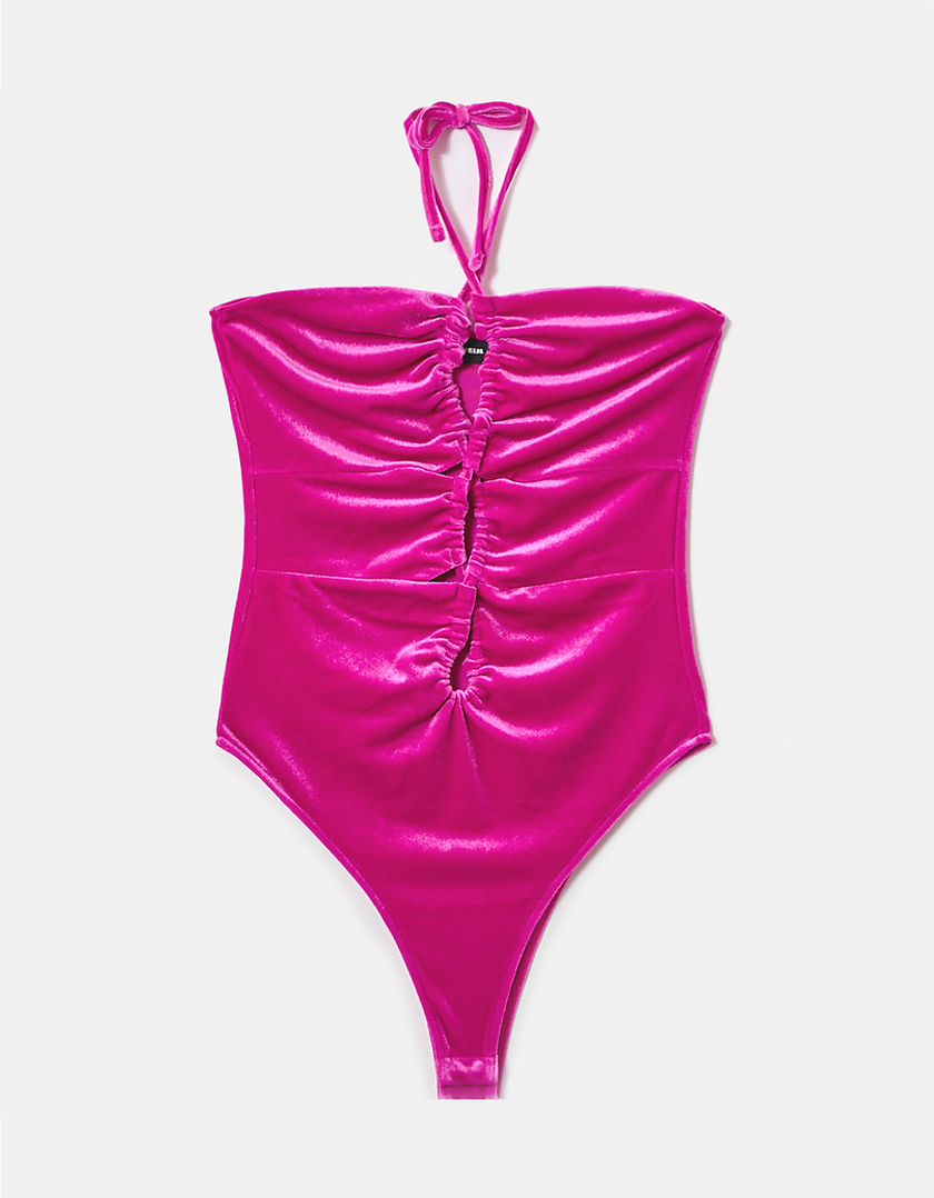 TALLY WEiJL, Pink Cut Out Velvet Bodysuit for Women
