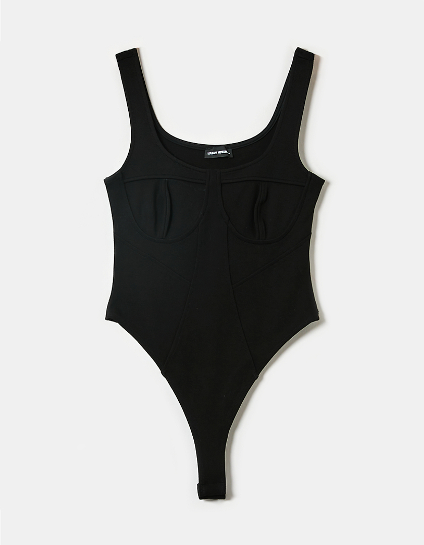 TALLY WEiJL, Black Corset Bodysuit for Women