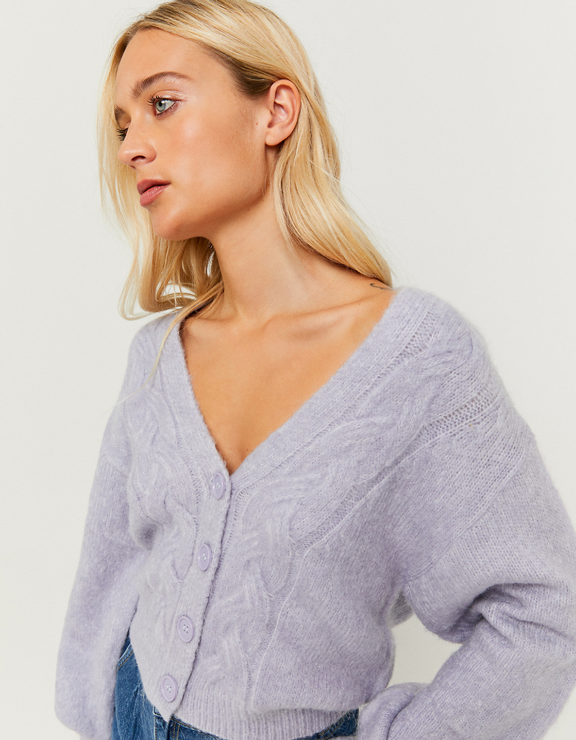 TALLY WEiJL, Purple Cable Knit buttoned Cardigan for Women