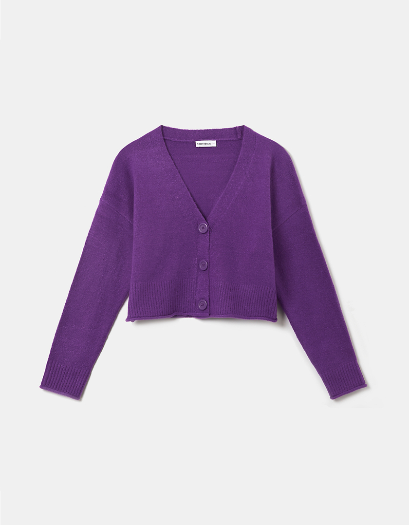 TALLY WEiJL, Purple Buttoned Cropped Cardigan for Women