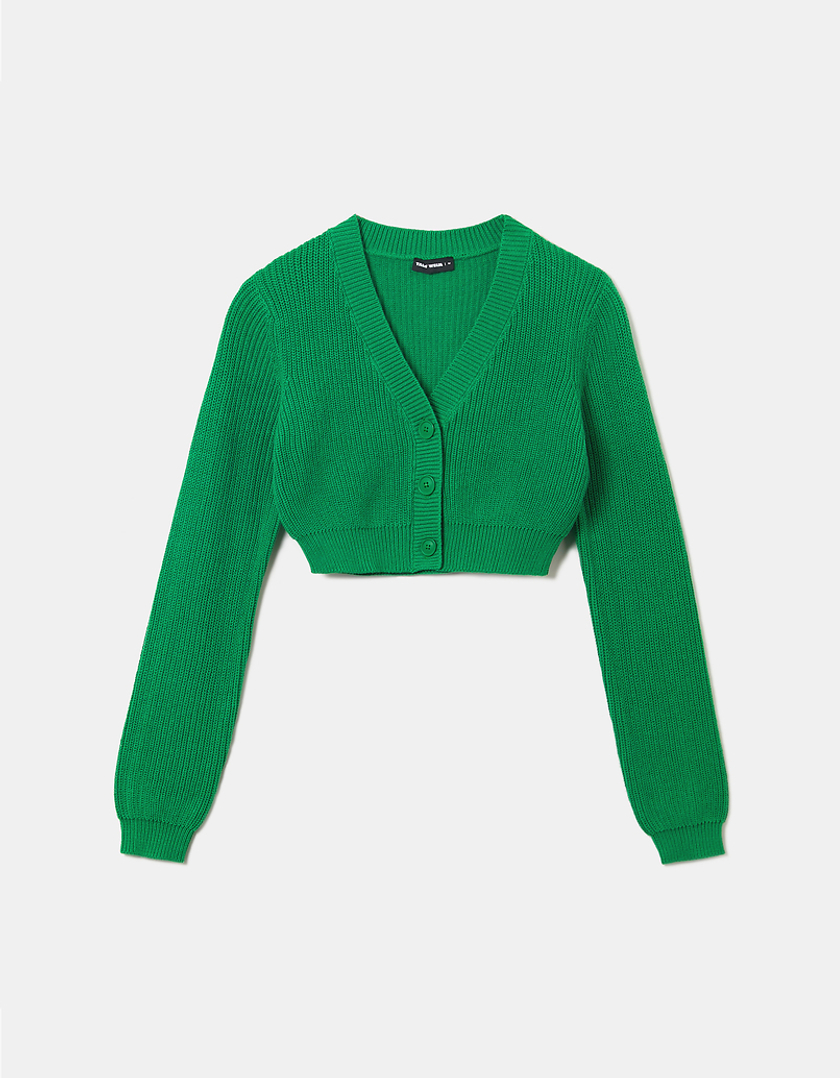 TALLY WEiJL, Green Buttoned Cropped Cardigan for Women