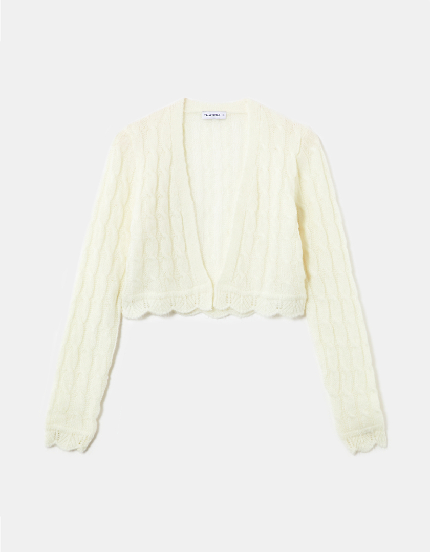 TALLY WEiJL, White Cable knit Cardigan for Women