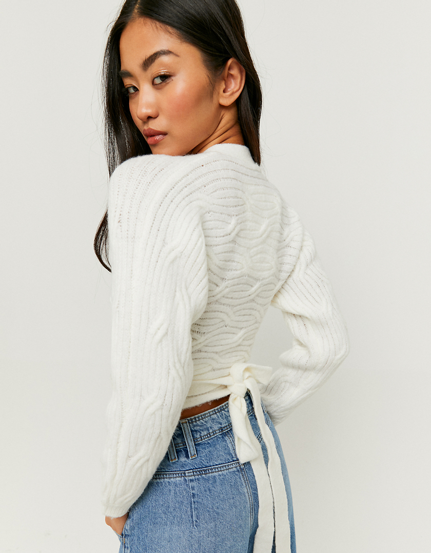 TALLY WEiJL, White Cable Knit Cardigan for Women