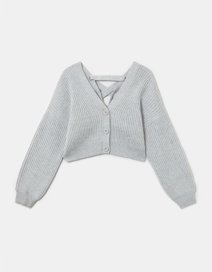TALLY WEiJL, Grey Buttoned Cropped Cardigan for Women
