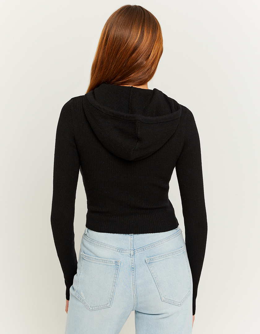 TALLY WEiJL, Black Knit Fitted Hoodie for Women