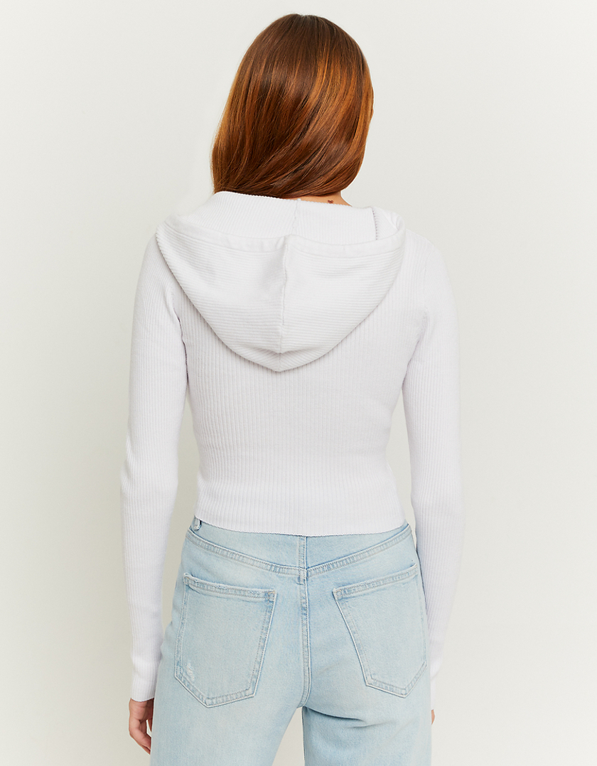 TALLY WEiJL, White Knit Fitted Hoodie for Women