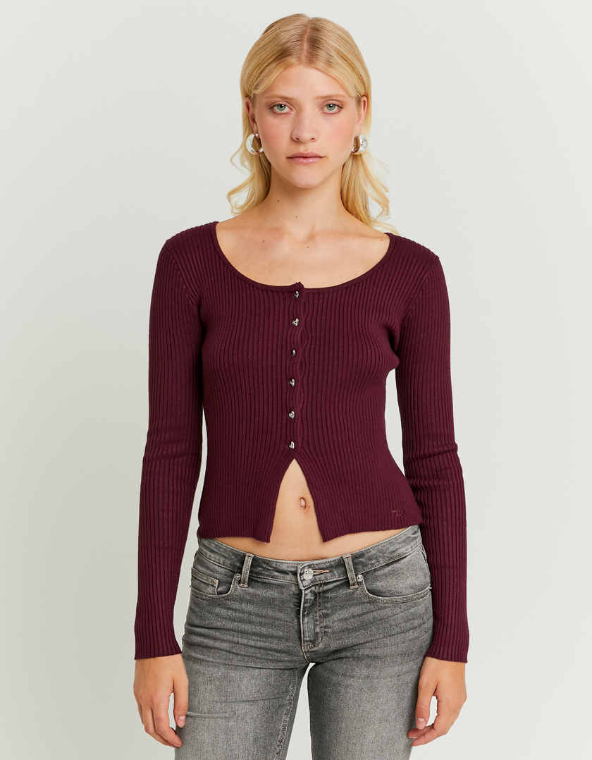 Cardigan Bordeaux en Maille