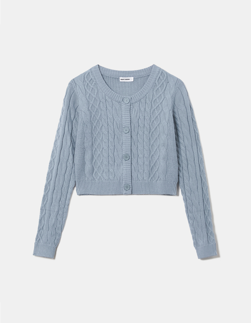 TALLY WEiJL, Blue Buttoned Cable knit Cardigan for Women