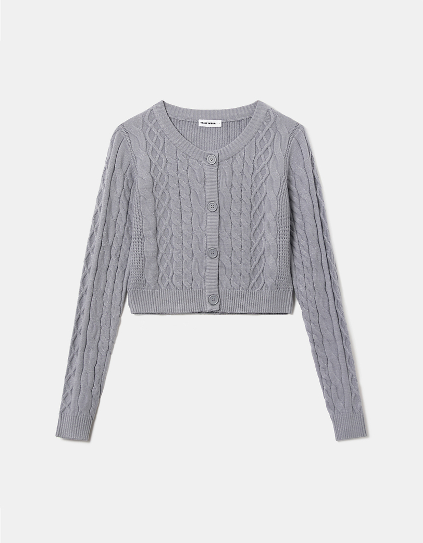 TALLY WEiJL, Grey Buttoned Cable knit Cardigan for Women