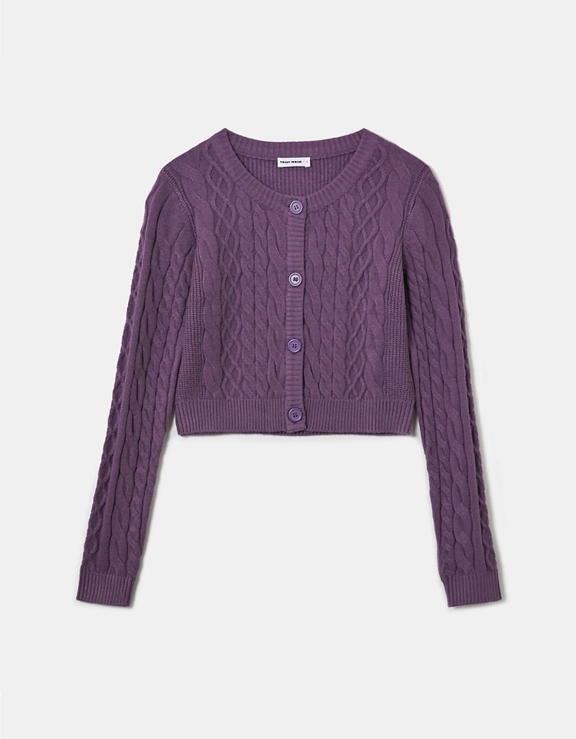 TALLY WEiJL, Purple Buttoned Cable knit Cardigan for Women