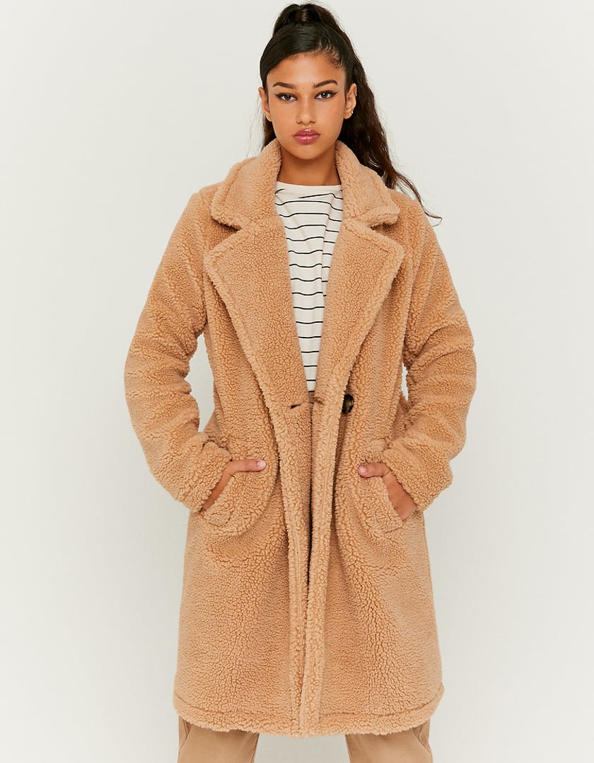TALLY WEiJL, Camel Teddy Fur Coat for Women