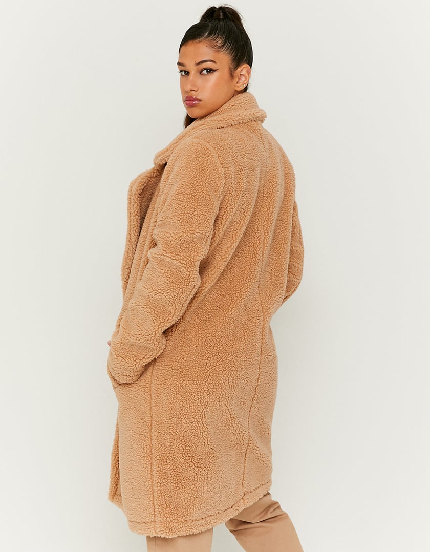 TALLY WEiJL, Camelowy płaszcz z pluszowego futra for Women