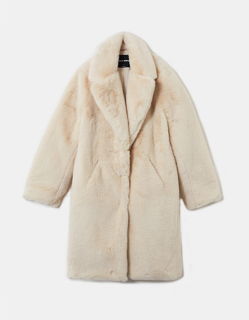 TALLY WEiJL, Beige Faux Fur Coat for Women