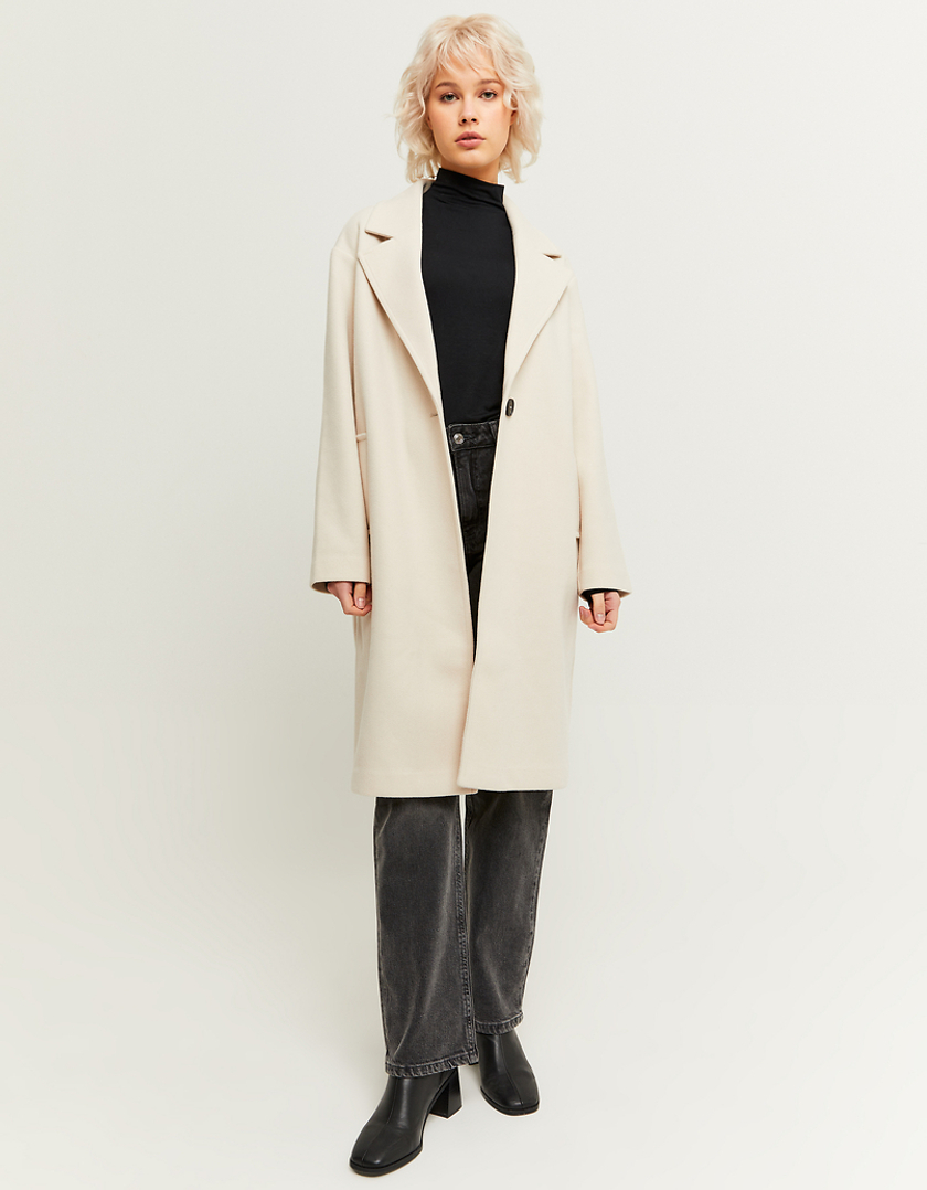 TALLY WEiJL, Beige Faux Wool Basic Long Coat for Women