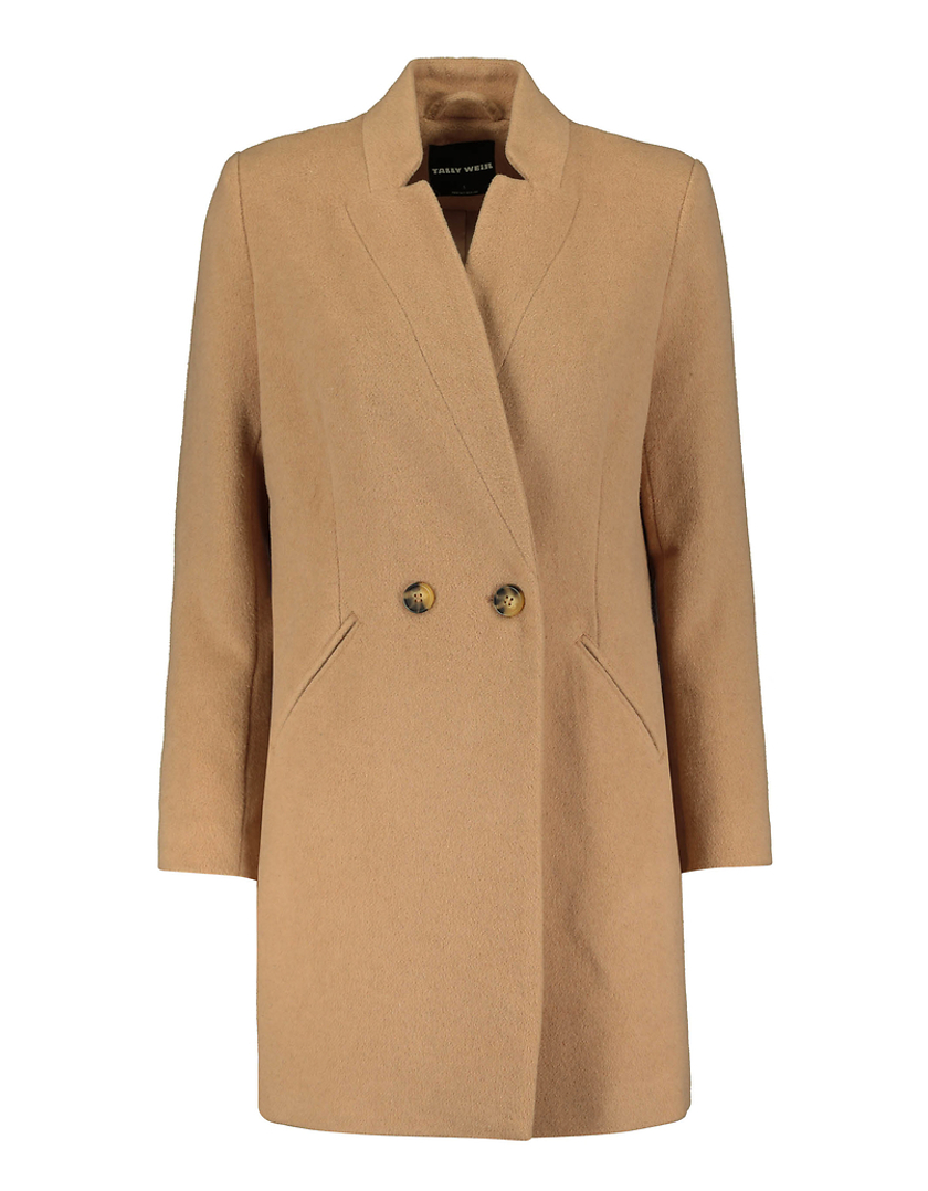 TALLY WEiJL, Camel Double Breasted Coat for Women