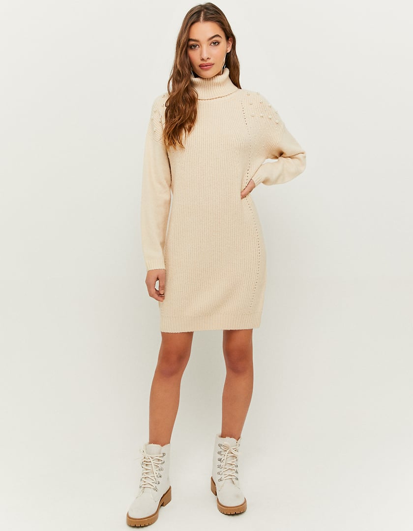 TALLY WEiJL, Robe Pull Col Roulé Blanche for Women