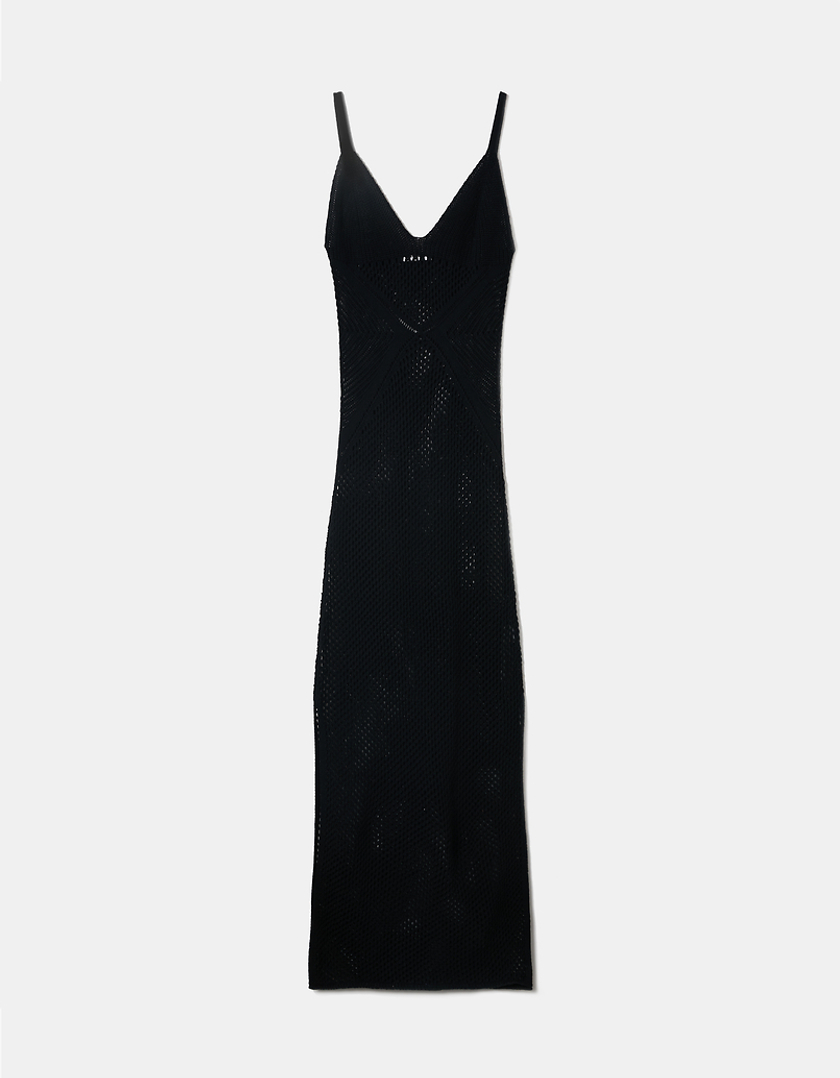 TALLY WEiJL, Black Knit Long Dress for Women