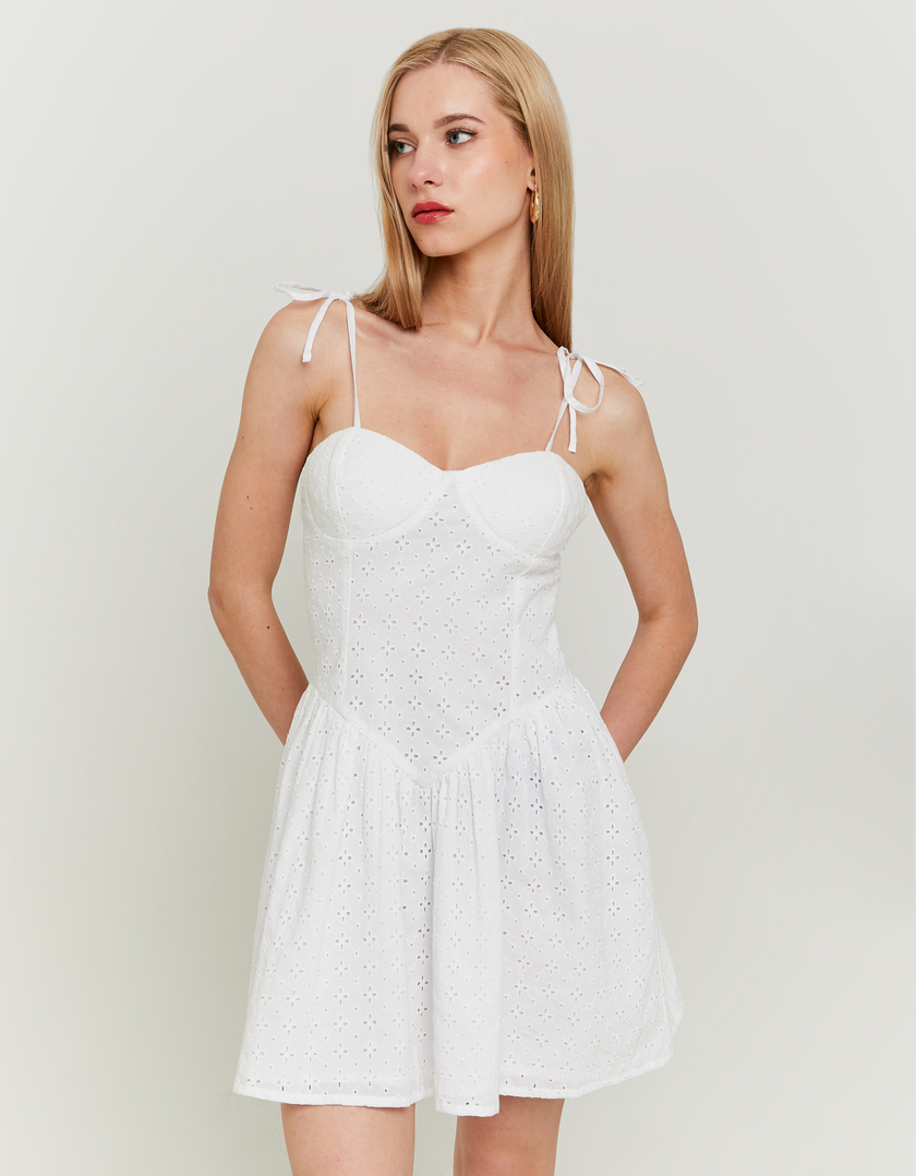 Vestito Corto Bianco in Pizzo Sangallo