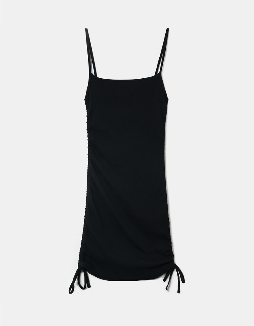 TALLY WEiJL, Czarna marszczona sukienka Mini for Women
