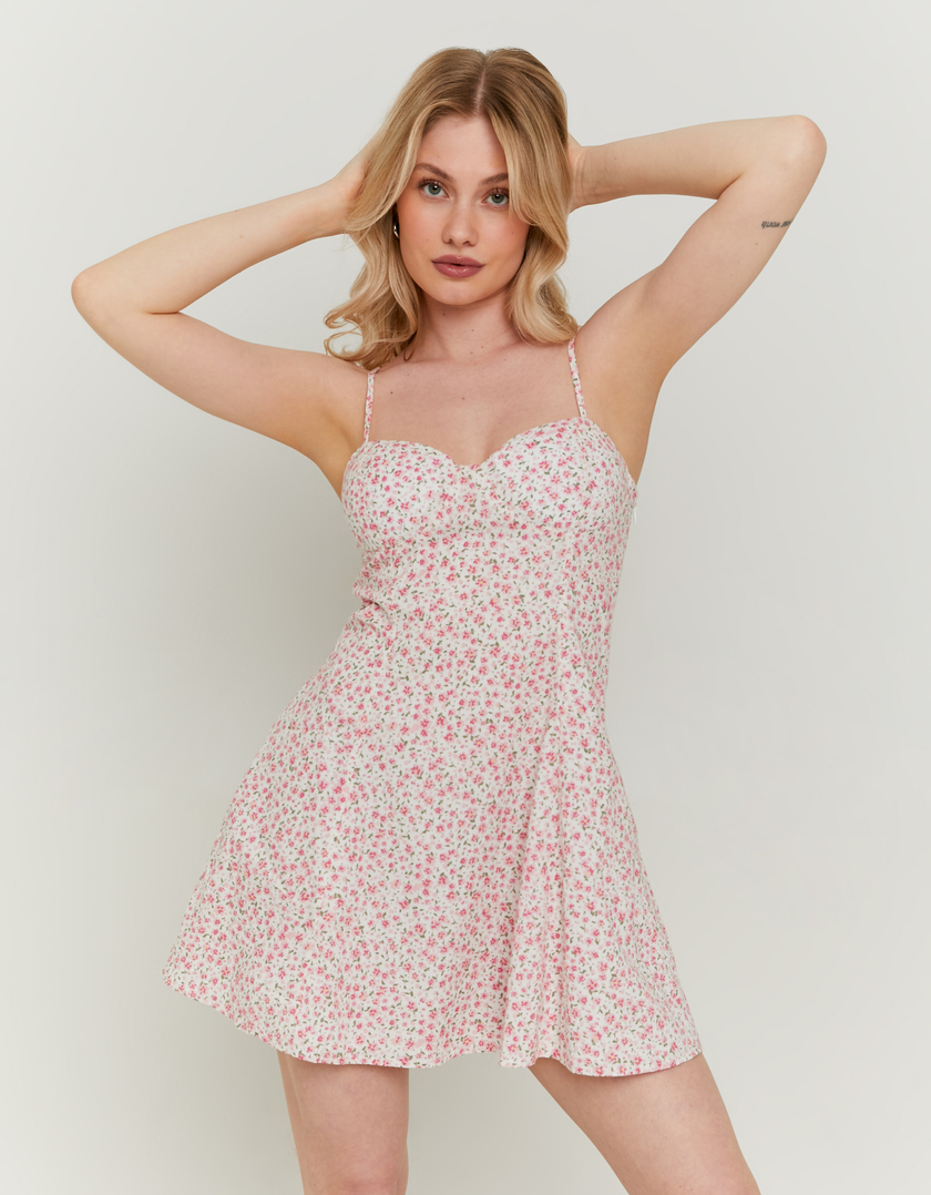 Vestito Corto a Quadri Vichy Rosa