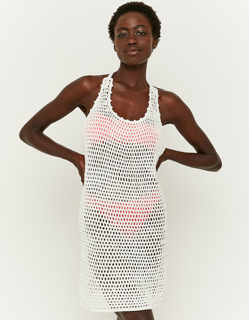 TALLY WEiJL, White Crochet Mini Dress for Women