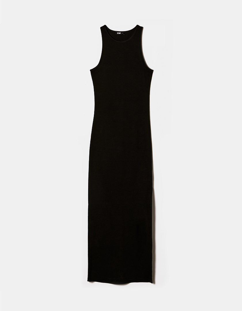 TALLY WEiJL, Φόρεμα Midi Basic Μαύρο με άνοιγμα στο πλάι for Women