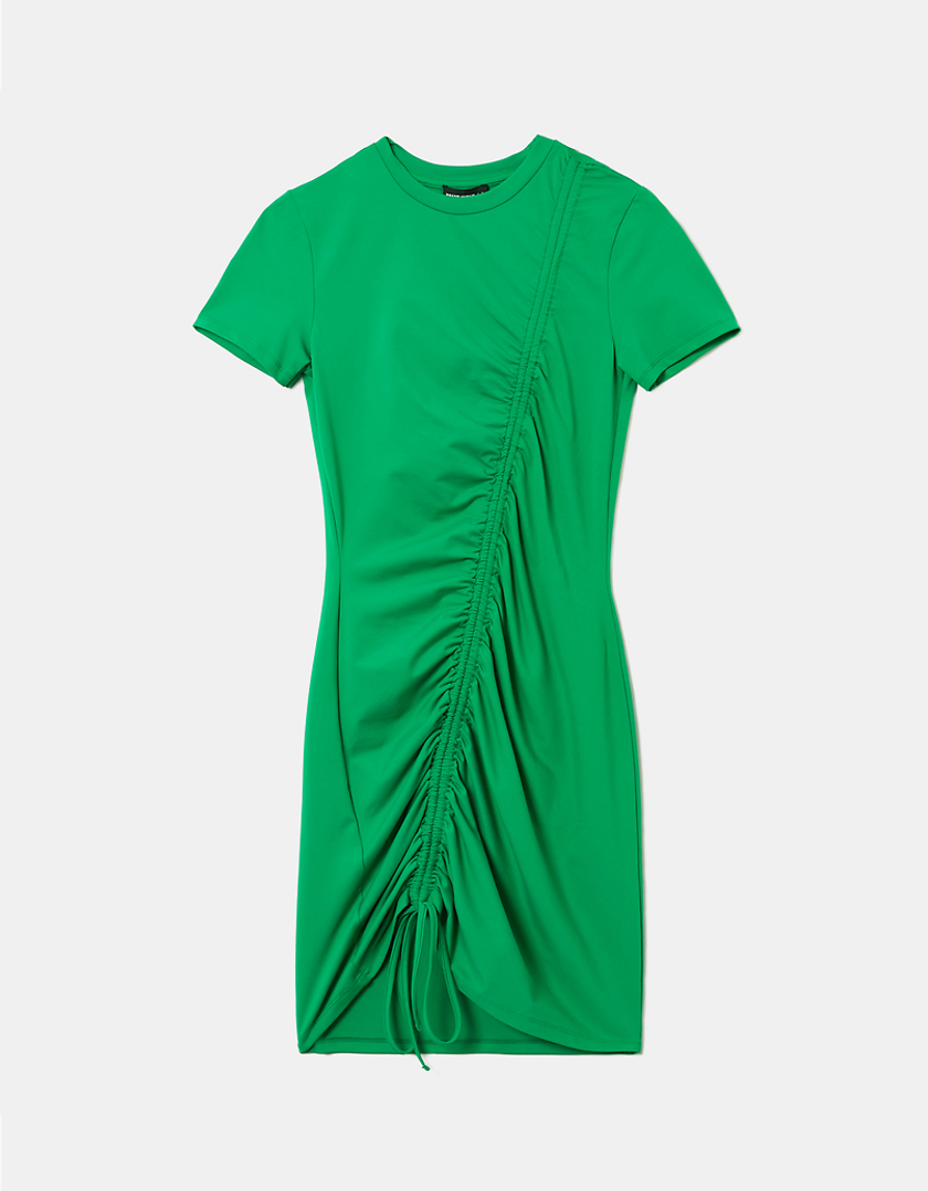 TALLY WEiJL, Green Ribbed Mini Dress for Women