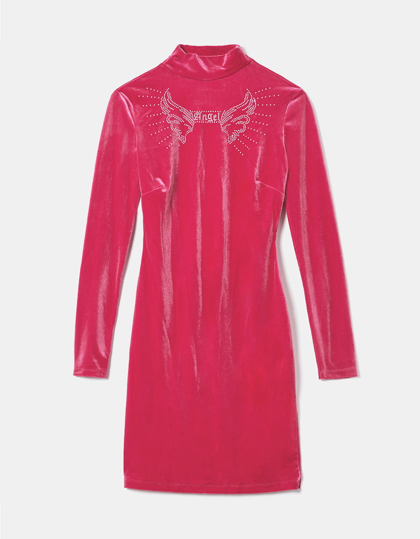 TALLY WEiJL, Różowa aksamitna sukienka Mini for Women