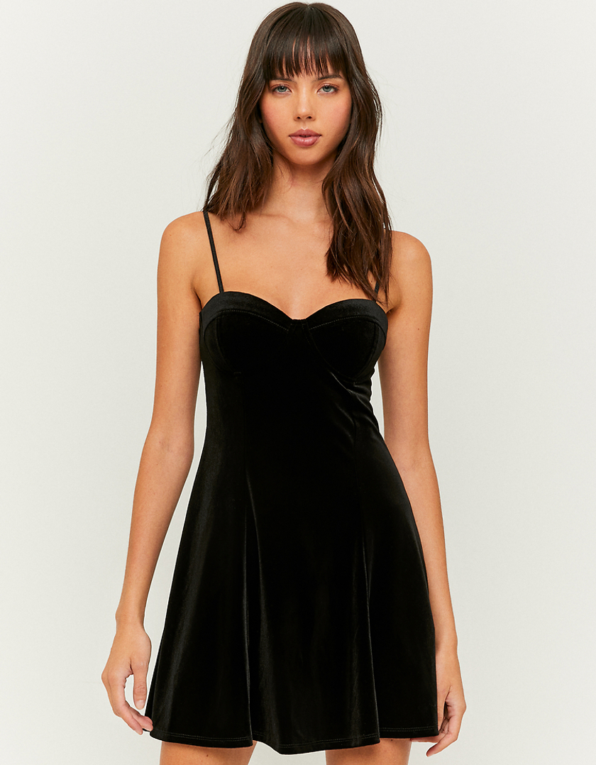 TALLY WEiJL, Czarna wieczorowa sukienka Mini z aksamitu for Women