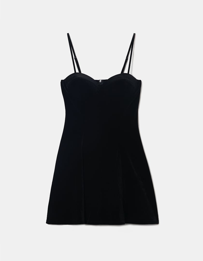 TALLY WEiJL, Black Velvet Mini Party Dress for Women