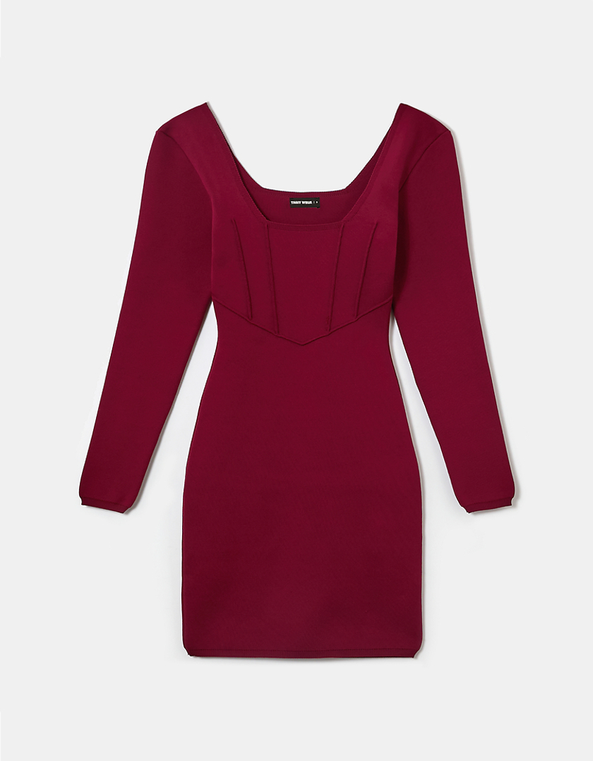 TALLY WEiJL, Red Knit Basic Mini Dress for Women