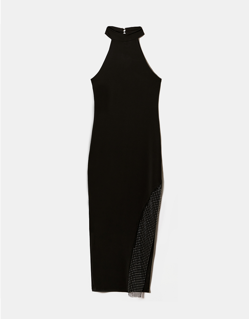 TALLY WEiJL, Czarna sukienka midi na ramiączkach z imitacją kryształków for Women