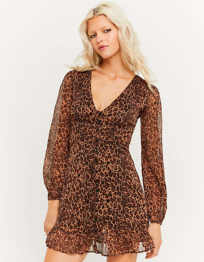TALLY WEiJL, Brown Mini Animal print Dress for Women