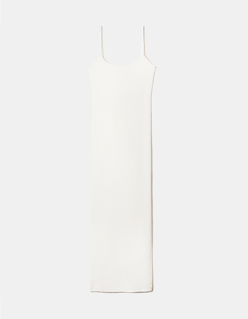 TALLY WEiJL, White Basic Midi Dress with Side Slit for Women
