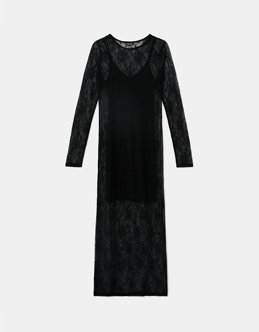 TALLY WEiJL, Czarna koronkowa sukienka maxi for Women