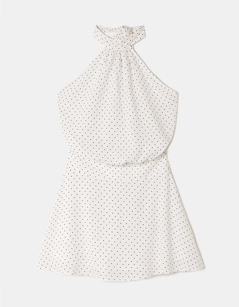 Weißes Mini Kleid mit Punkten