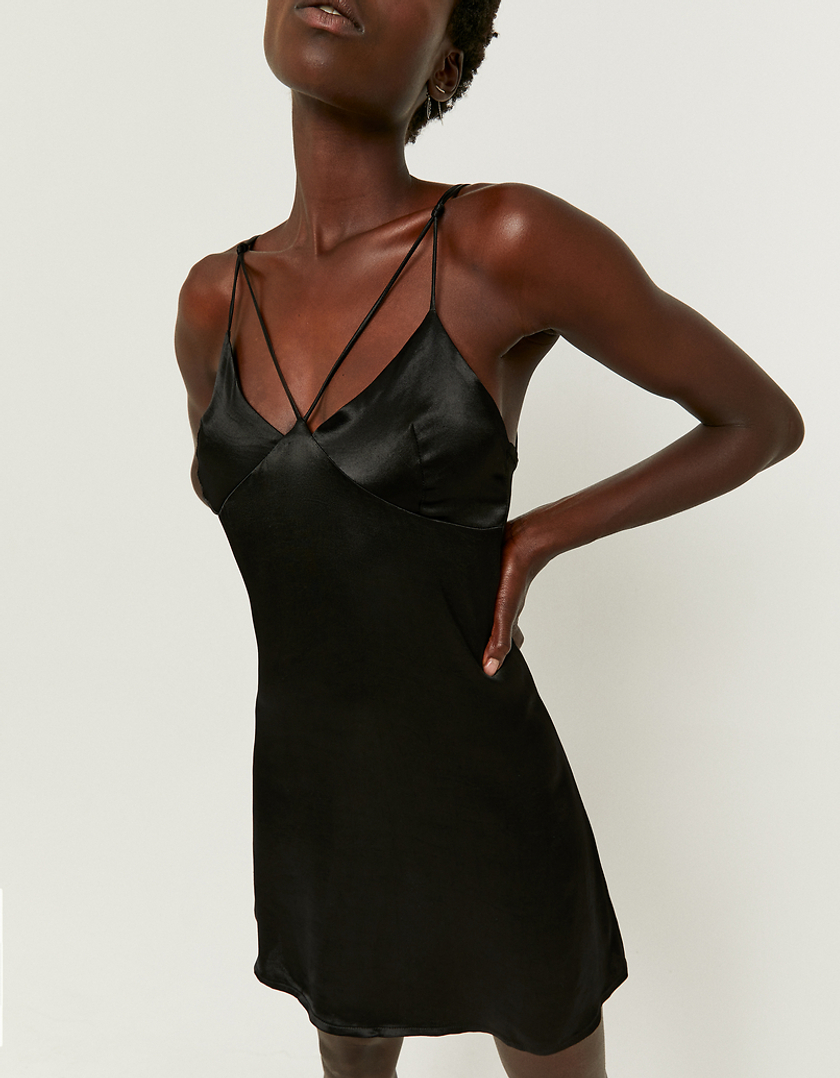 TALLY WEiJL, Czarna satynowa sukienka Mini for Women