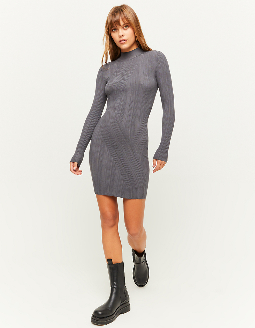 TALLY WEiJL, Grey Knit Mini Dress for Women