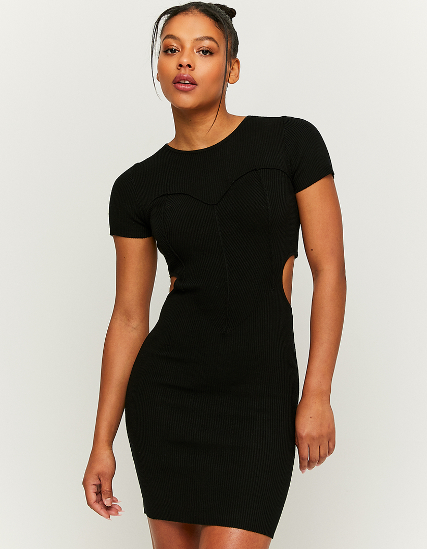 TALLY WEiJL, Black Cut Out Knit Mini Dress for Women