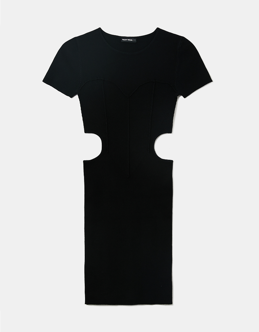 TALLY WEiJL, Czarna dzianinowa sukienka mini z wycięciem for Women