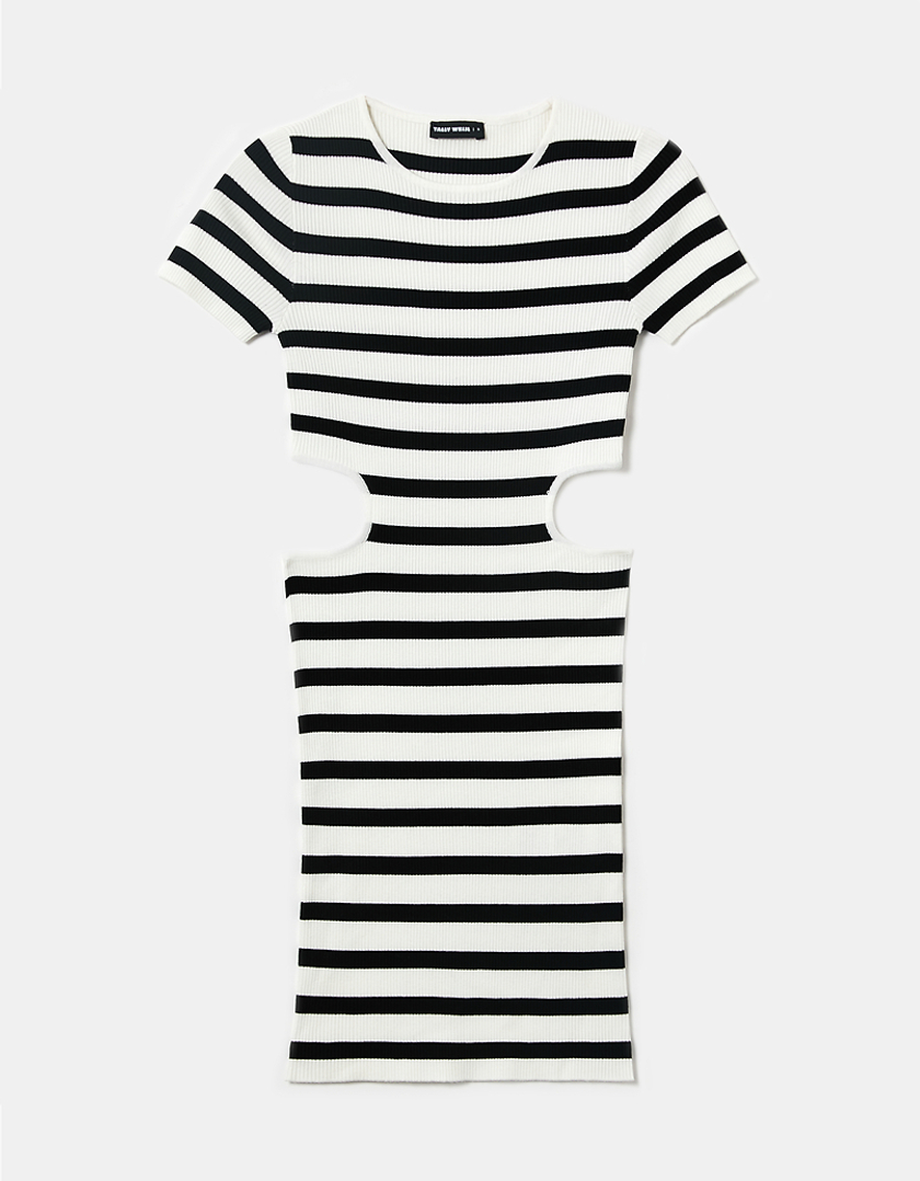 TALLY WEiJL, Striped Cut Out Knit Mini Dress for Women