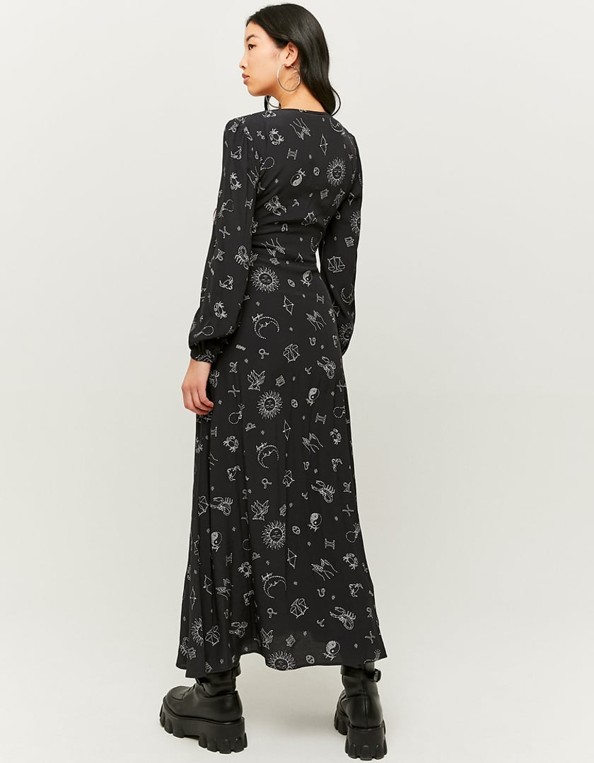 TALLY WEiJL, Black Romantic Long Sleeves Maxi Dress for Women