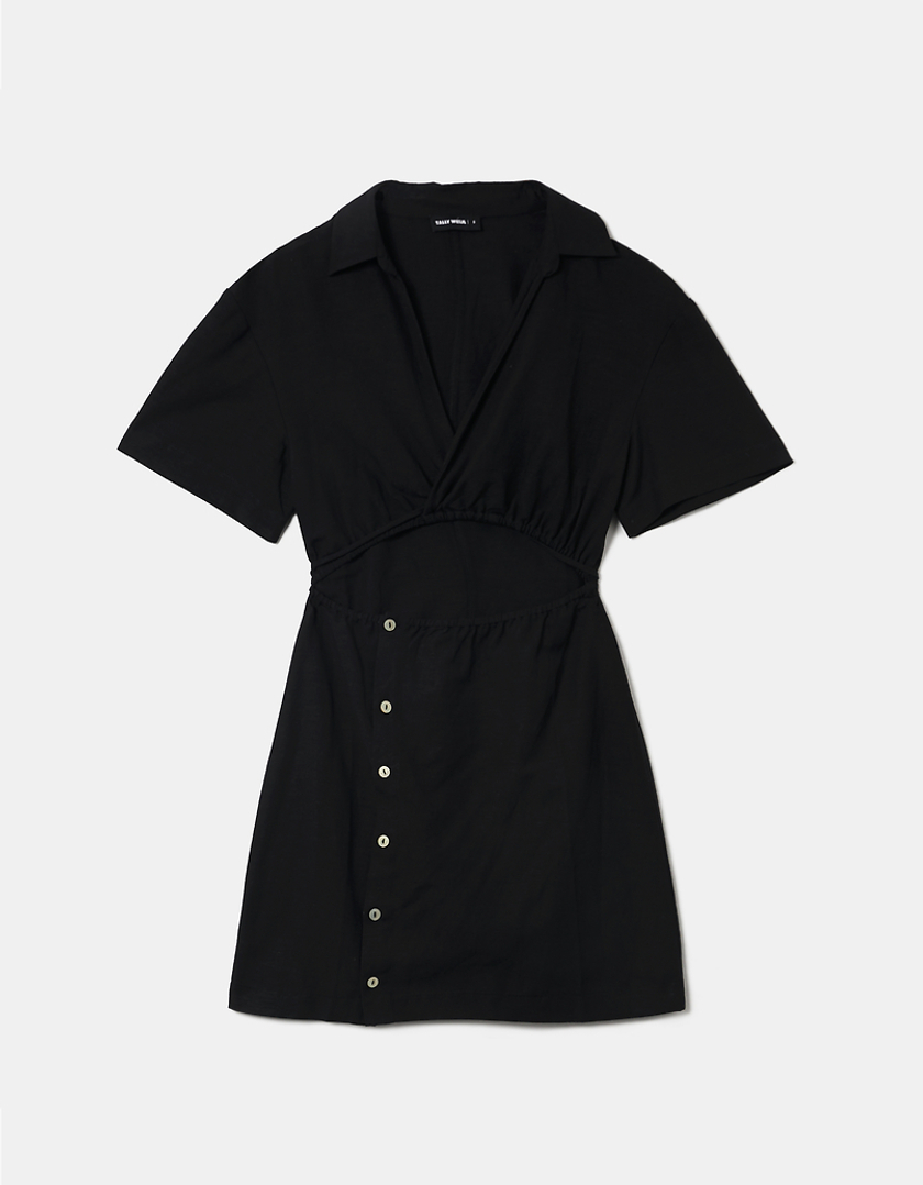 TALLY WEiJL, Schwarzes Mini Linen-Look Kleid for Women