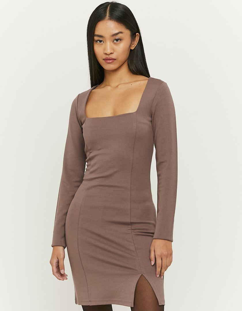 TALLY WEiJL, Brown Mini Dress with Slit for Women