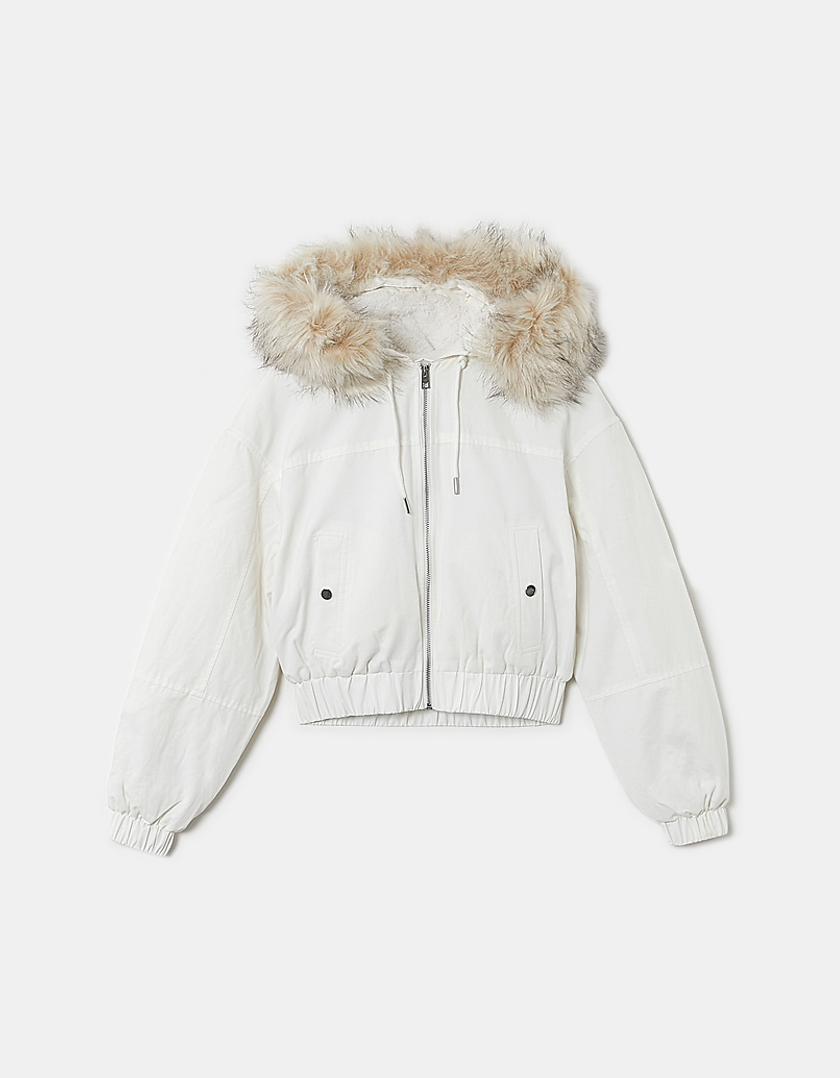 TALLY WEiJL, White Hooded Puffer Jacket for Women