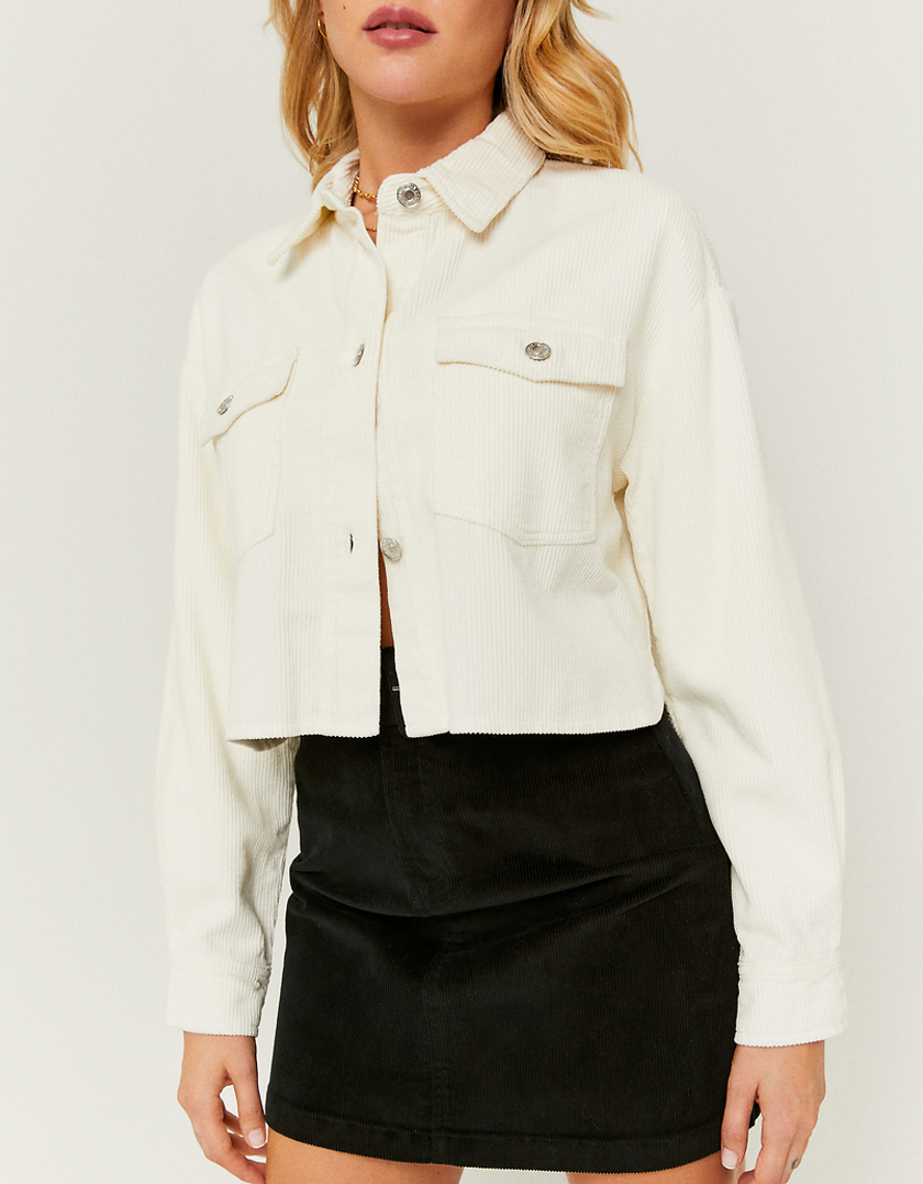 TALLY WEiJL, Weiße kurze Hemdjacke aus Cord for Women