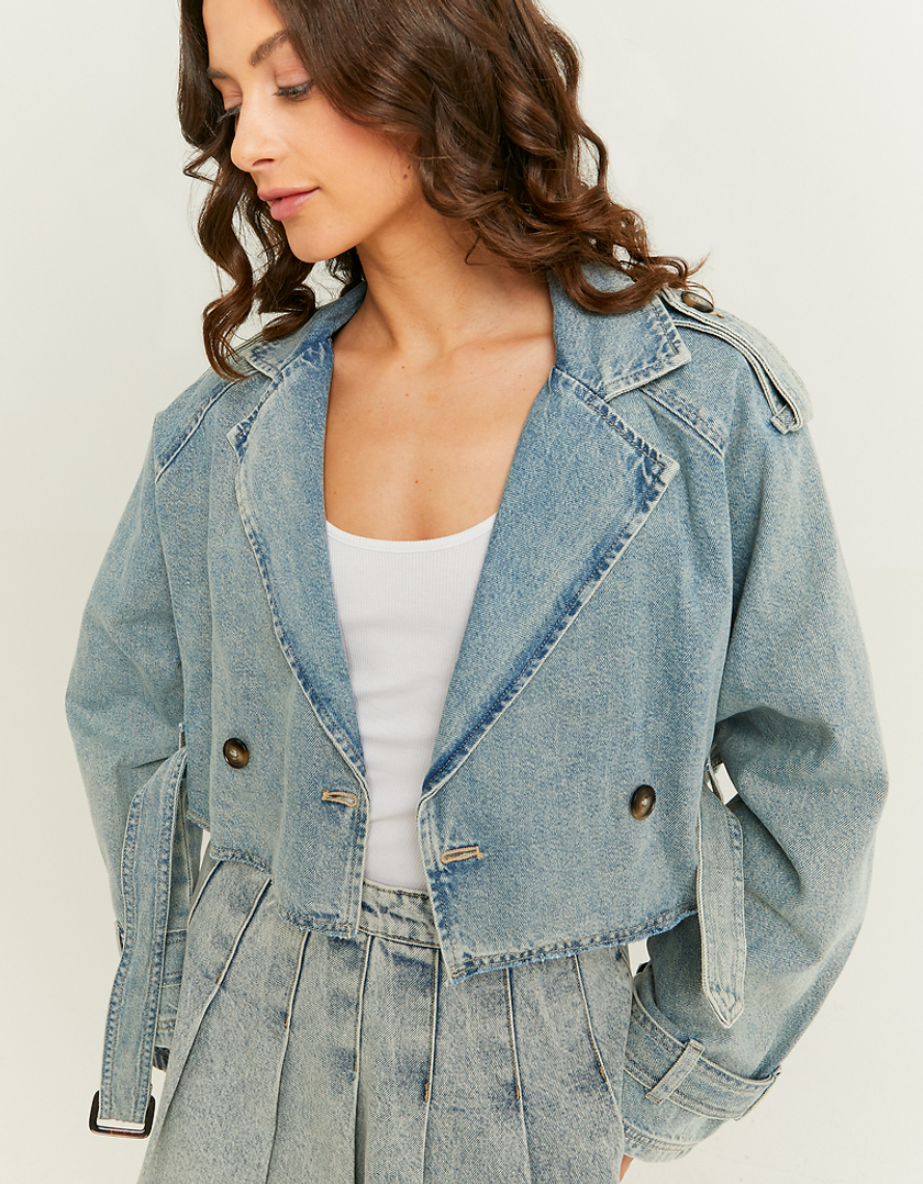 TALLY WEiJL, Cropped Denim Trench Coat for Women