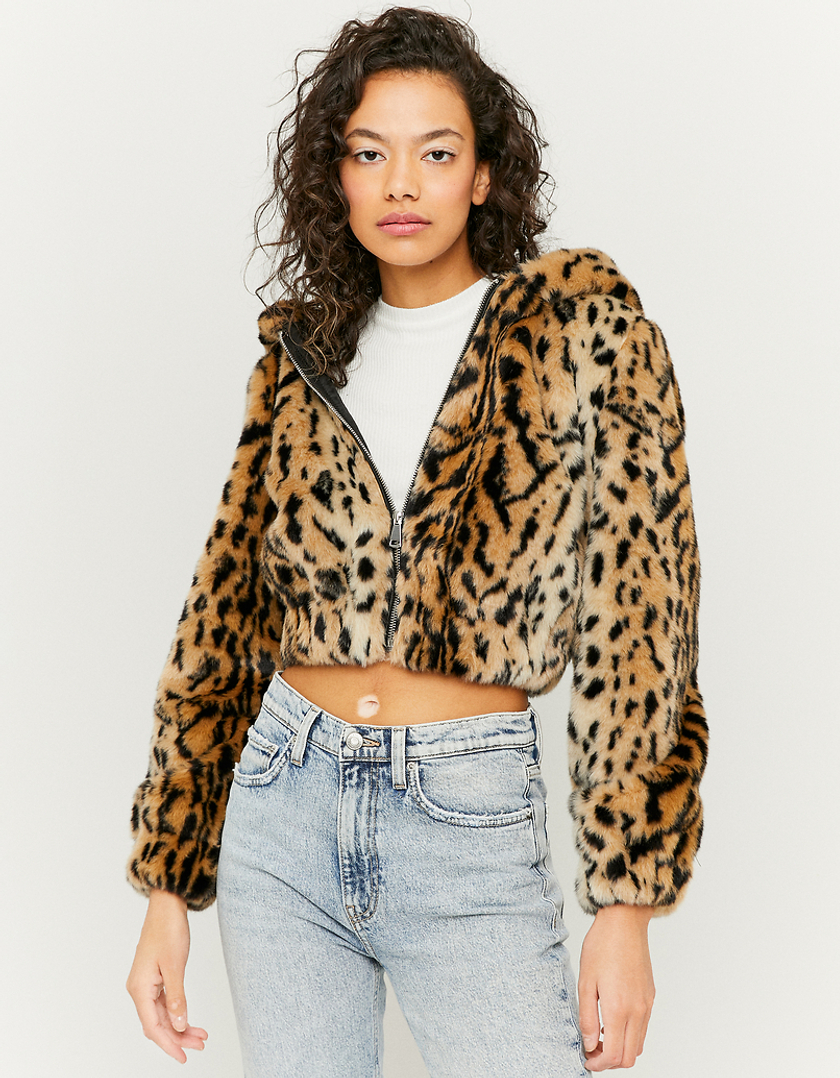 TALLY WEiJL, Leopard Print Faux Fur Jacket for Women