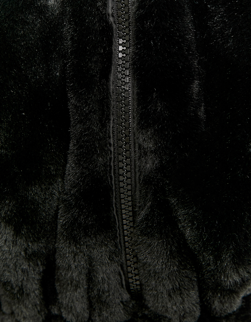 TALLY WEiJL, Black Faux Fur Hood Jacket for Women